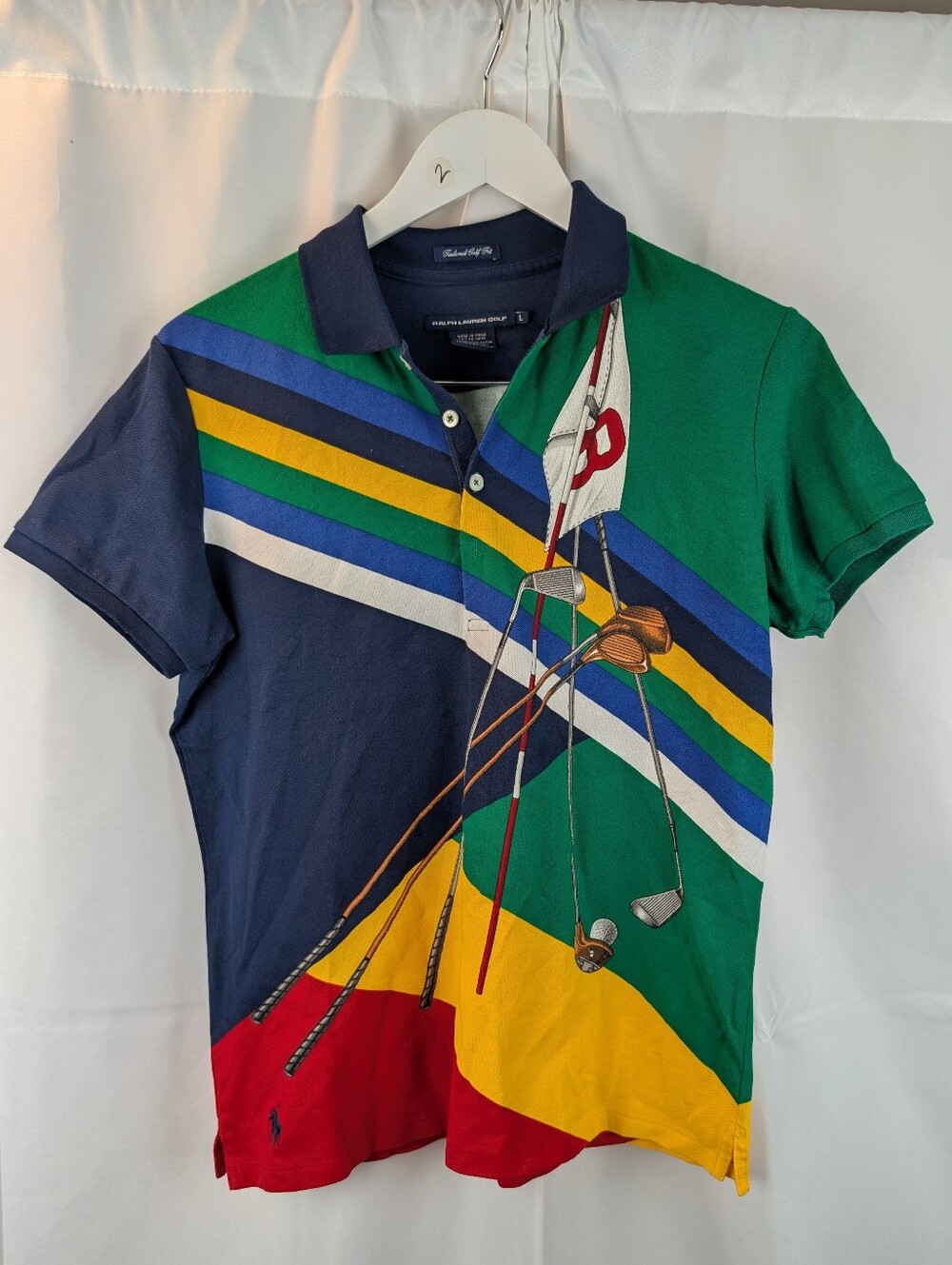 Ralph Lauren Golf Multi-Stripe Golf Polo Size L In EUC